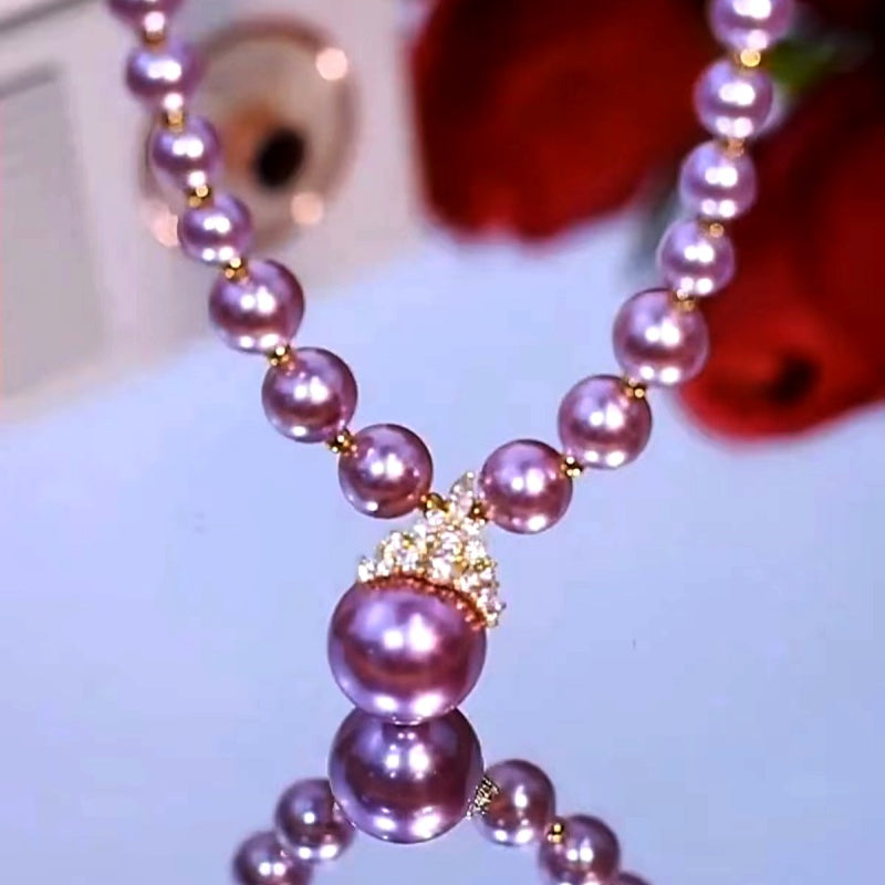 14K Gold-Plated Luxury Manta Rose Purple Pearl Necklaces