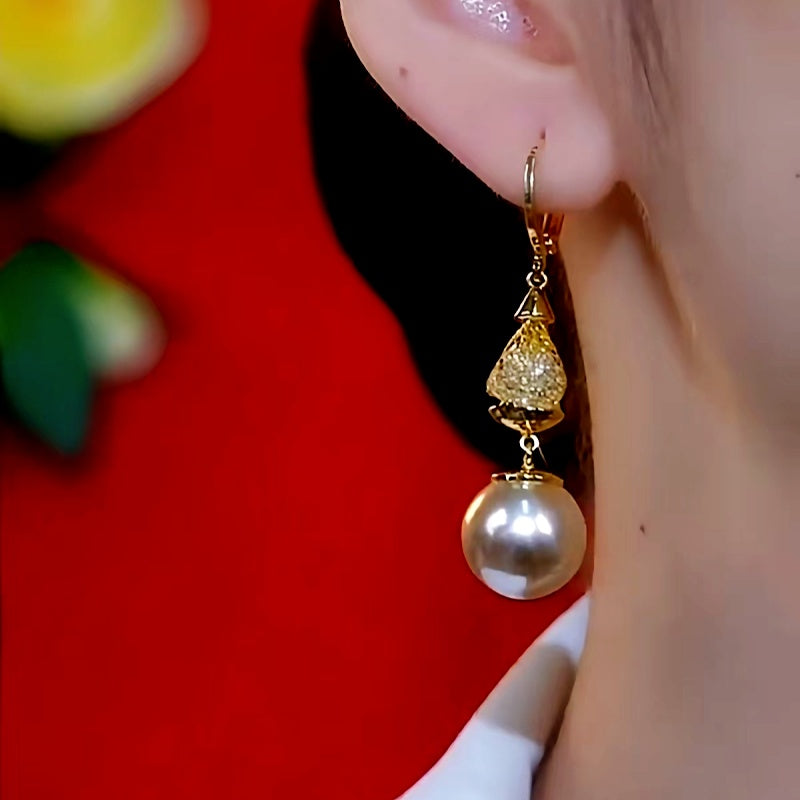 14K Gold-Plated Luxury Mesh Pearl Earrings