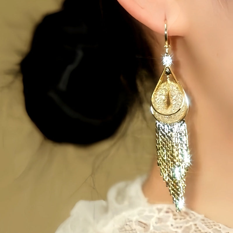 14K Gold-Plated Luxury Mesh Tassel Earrings