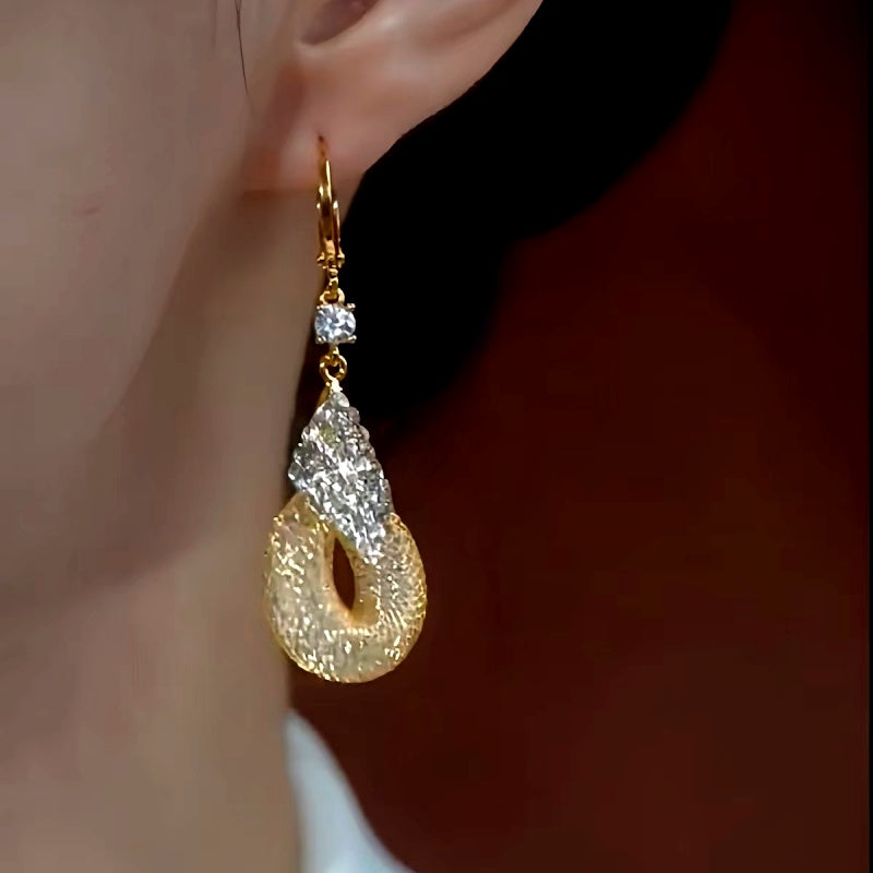 14K Gold-Plated Luxury Mesh Water Drop Earrings