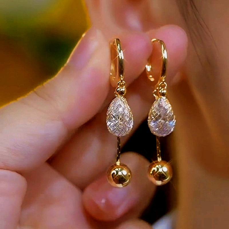 14K Gold-Plated Luxury Mesh Water Drop Earrings