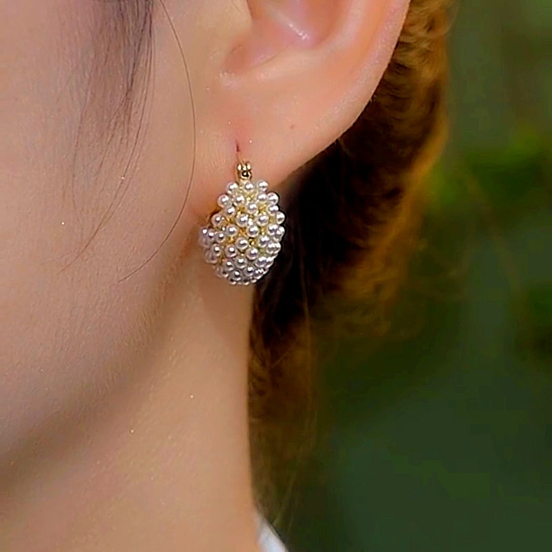 14K Gold-Plated Luxury Pearl Bag Earrings