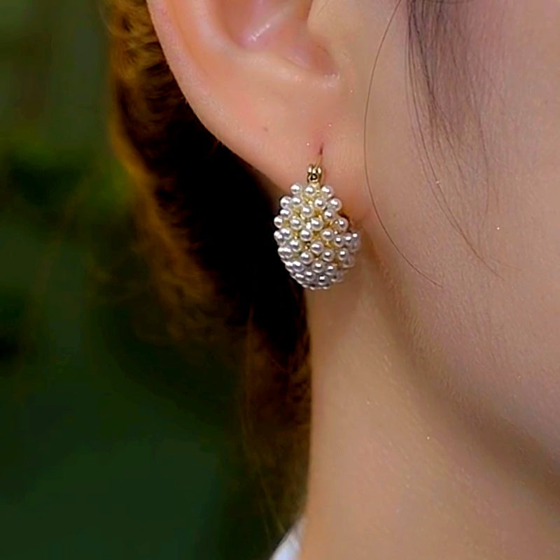 14K Gold-Plated Luxury Pearl Bag Earrings