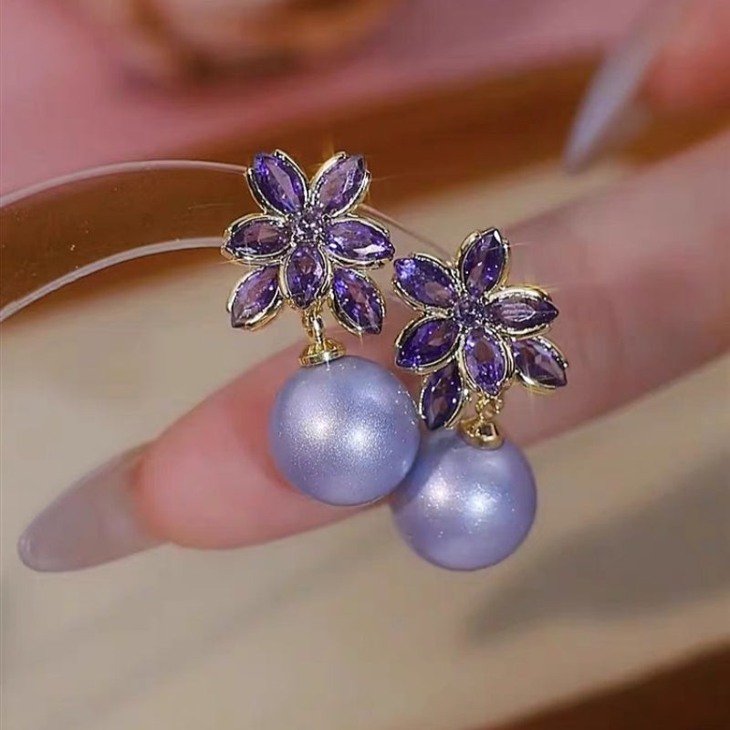 14K Gold-Plated Luxury Pearl Flower Earrings