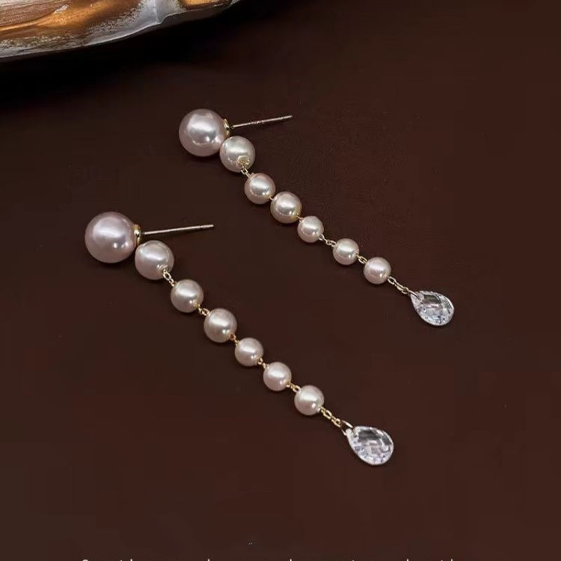 14K Gold-Plated Luxury Pearl Tassel Earrings