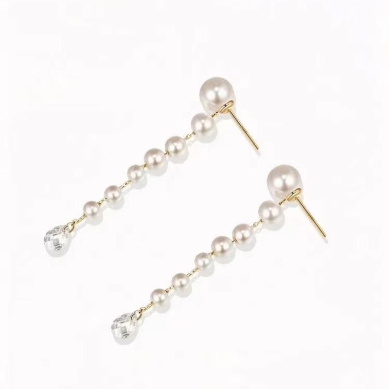14K Gold-Plated Luxury Pearl Tassel Earrings