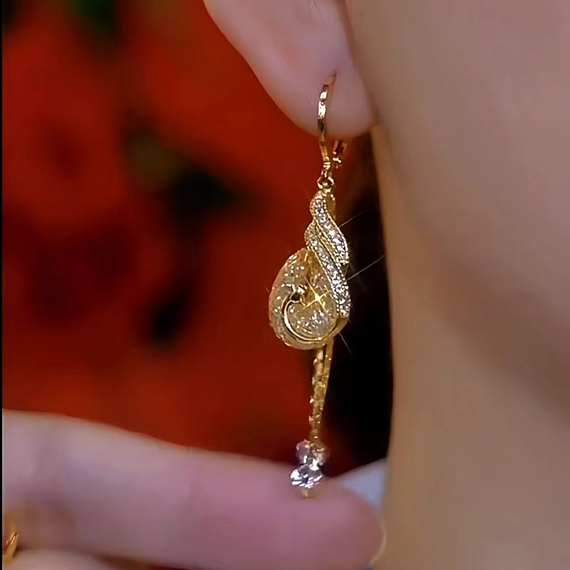 14K Gold-Plated Luxury Phoenix Tassel Earrings