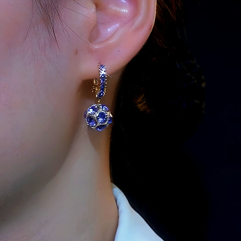 14K Gold-Plated Luxury Purple Ball Earrings