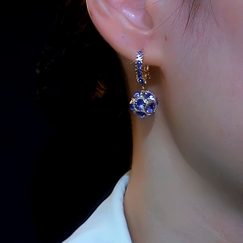 14K Gold-Plated Luxury Purple Ball Earrings