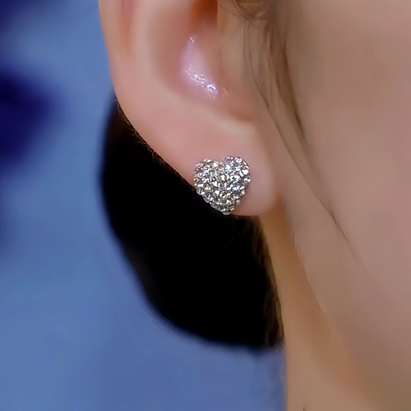 14K Gold-Plated Luxury Purple Pearl Diamond Heart Earrings