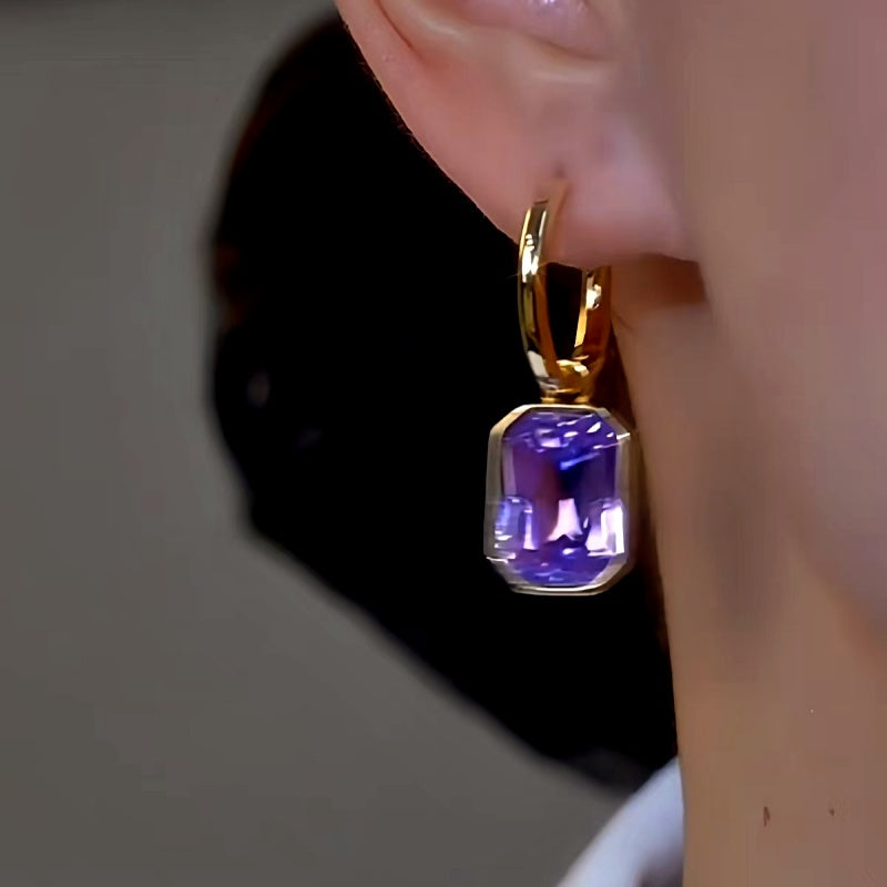 14K Gold-Plated Luxury Purple Zircon Earrings