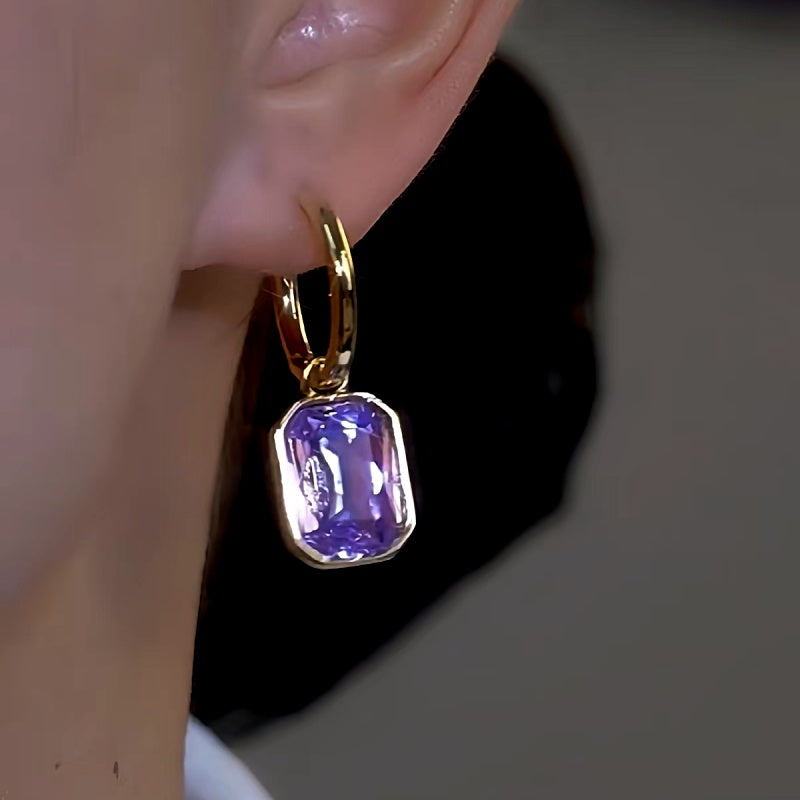 14K Gold-Plated Luxury Purple Zircon Earrings