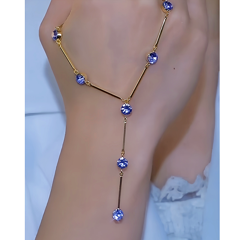 14K Gold-Plated Luxury Purple Zircon Y-Shaped Necklaces