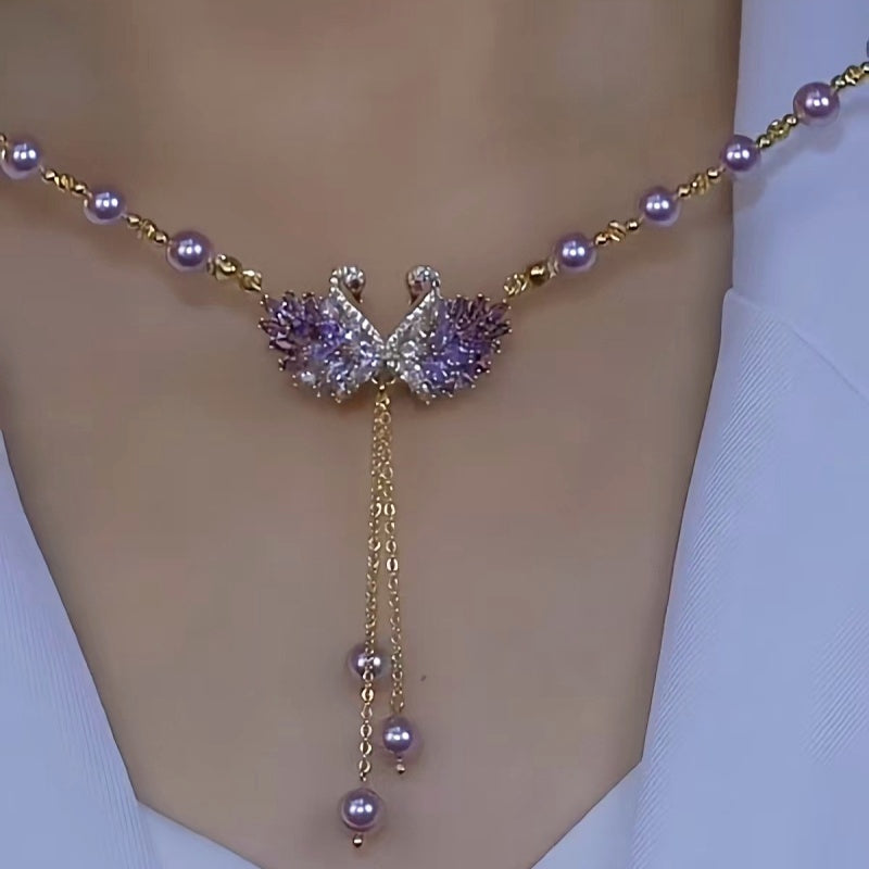 14K Gold-Plated Luxury Swan Pearl Necklace