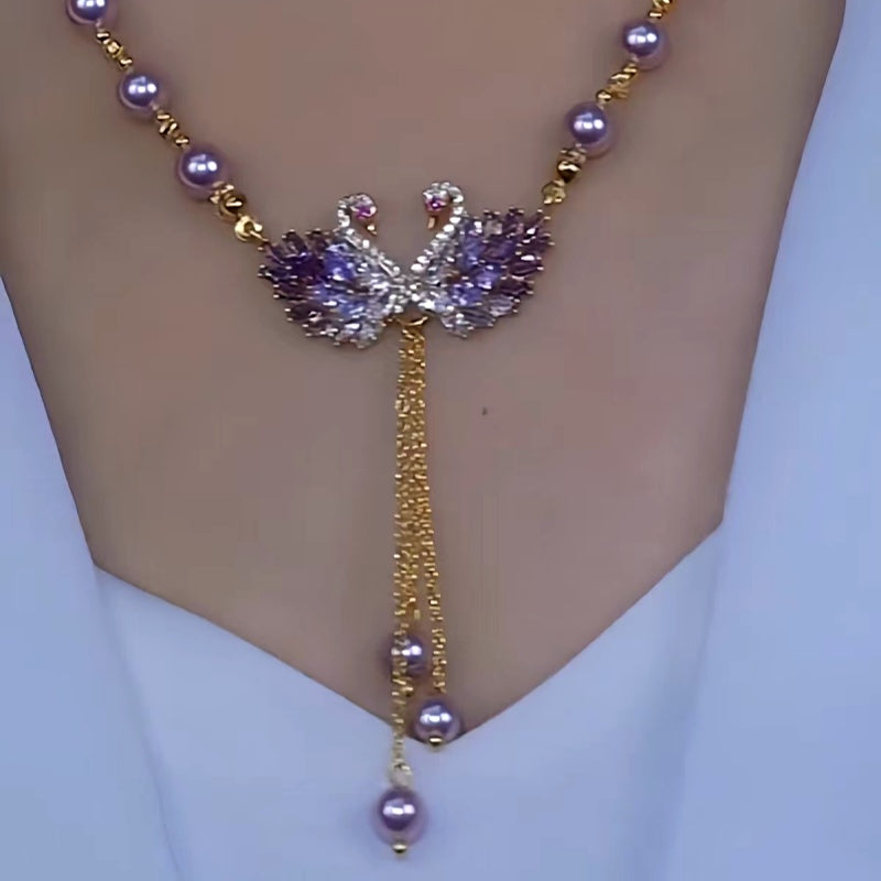 14K Gold-Plated Luxury Swan Pearl Necklace