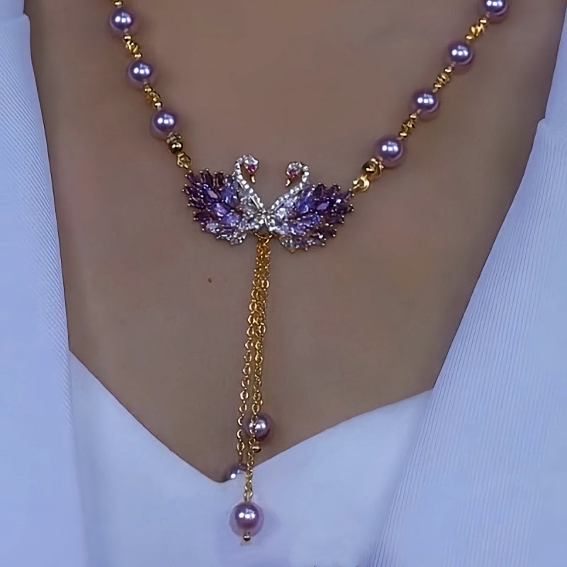 14K Gold-Plated Luxury Swan Pearl Necklace