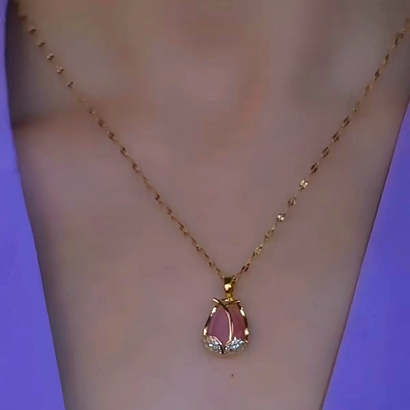 14K Gold-Plated Luxury Tulip Pendant Necklaces