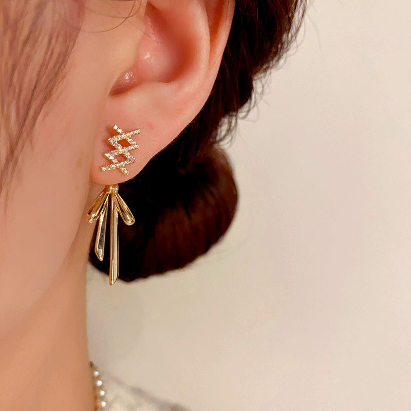 14K Gold-Plated Luxury Zircon Cross-Style Earrings