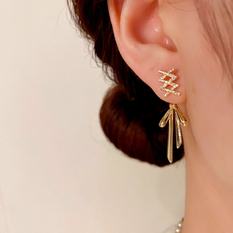 14K Gold-Plated Luxury Zircon Cross-Style Earrings
