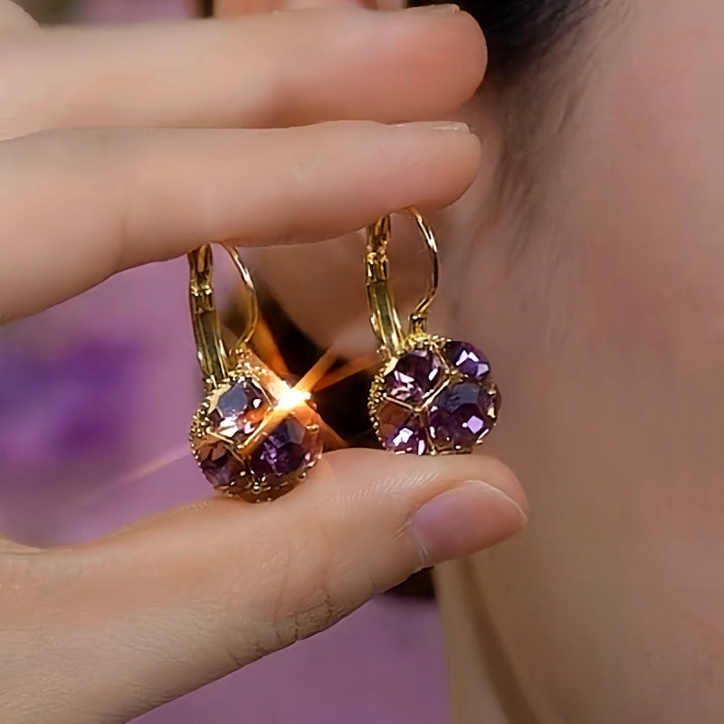 14K Gold-Plated Luxury Zircon Crystal Ball Earrings