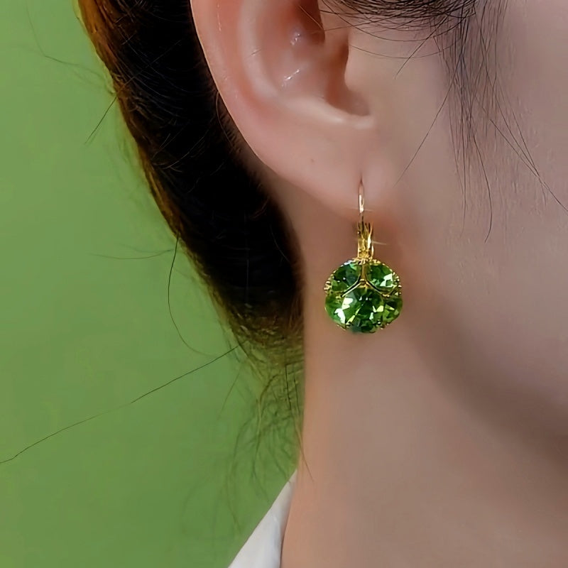 14K Gold-Plated Luxury Zircon Crystal Ball Earrings