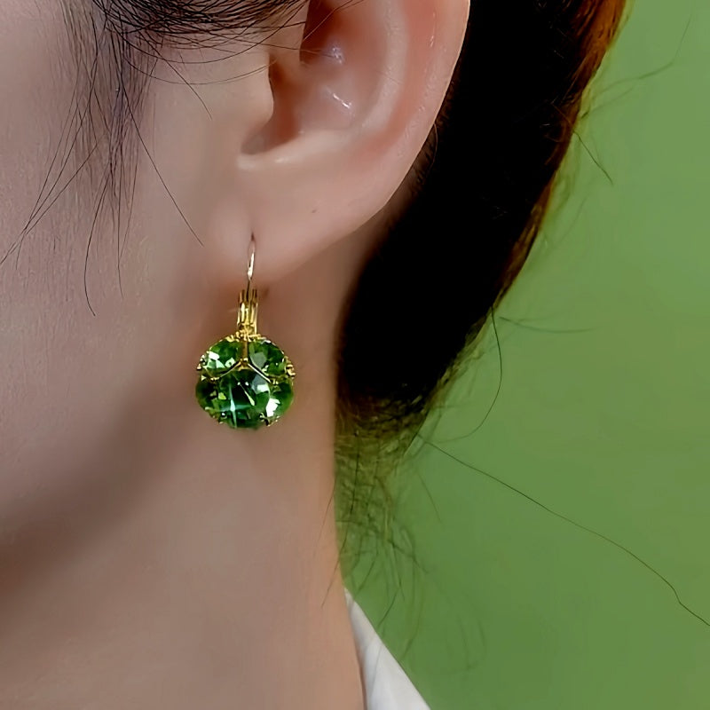 14K Gold-Plated Luxury Zircon Crystal Ball Earrings