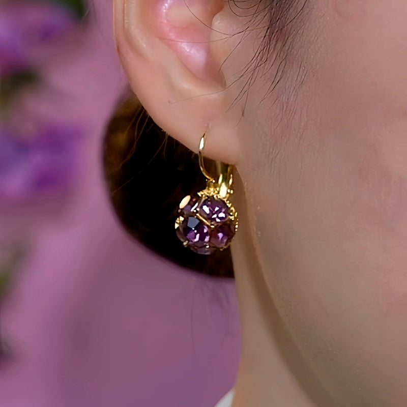 14K Gold-Plated Luxury Zircon Crystal Ball Earrings