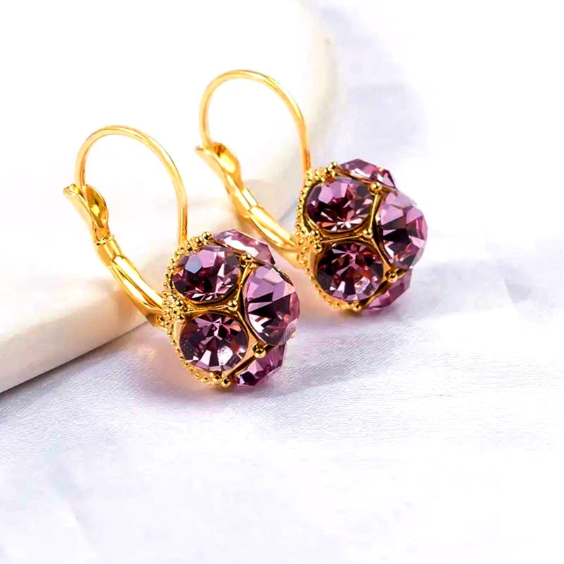 14K Gold-Plated Luxury Zircon Crystal Ball Earrings