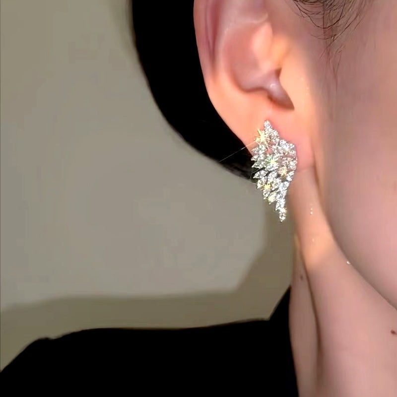 14K Gold-Plated Luxury Zircon Diamond Wing Earrings
