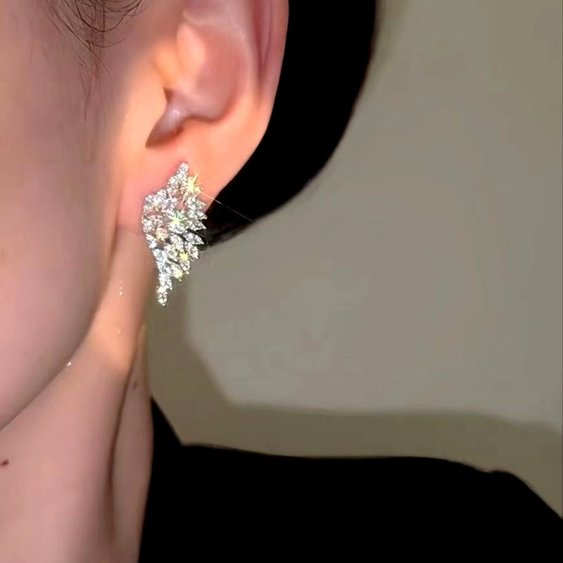 14K Gold-Plated Luxury Zircon Diamond Wing Earrings