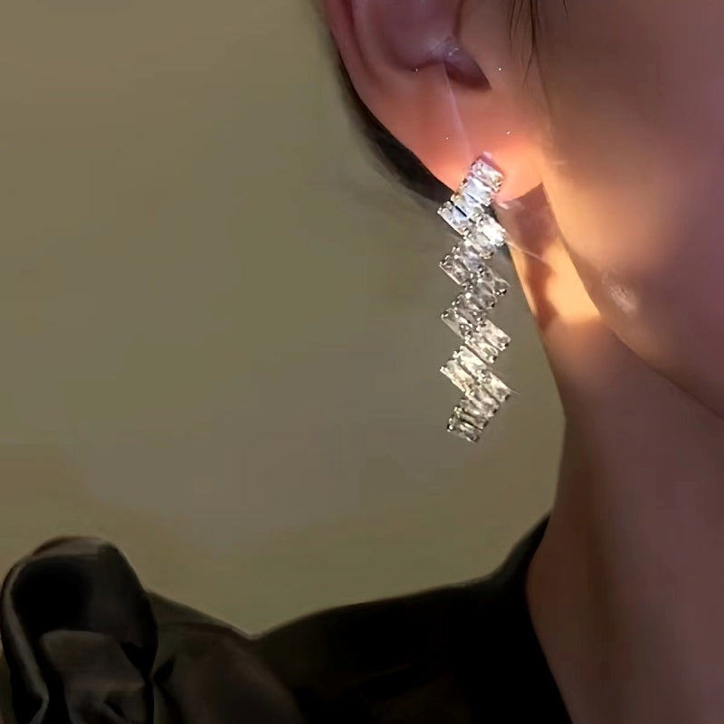 14K Gold-Plated Luxury Zircon Lightning Tassel Earrings
