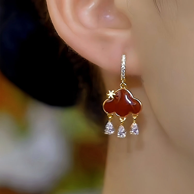 14K Gold-Plated Luxury Zircon Peace Lock Earrings