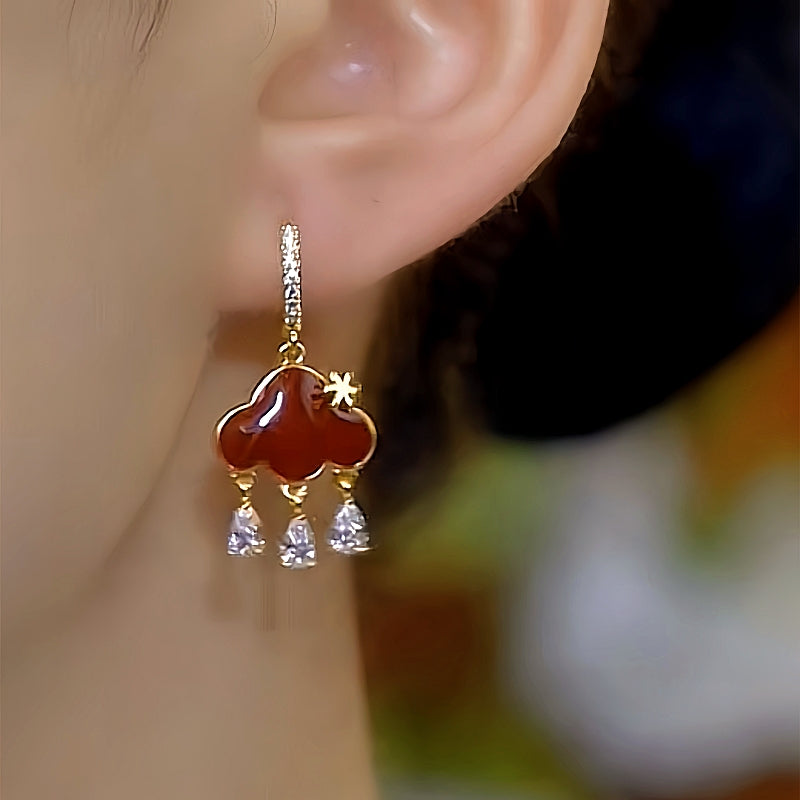 14K Gold-Plated Luxury Zircon Peace Lock Earrings