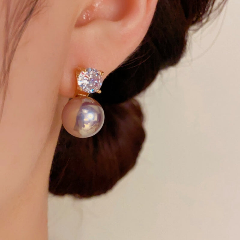 14K Gold-Plated Luxury Zircon Pearl Earrings