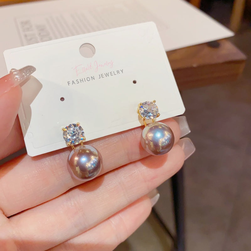 14K Gold-Plated Luxury Zircon Pearl Earrings