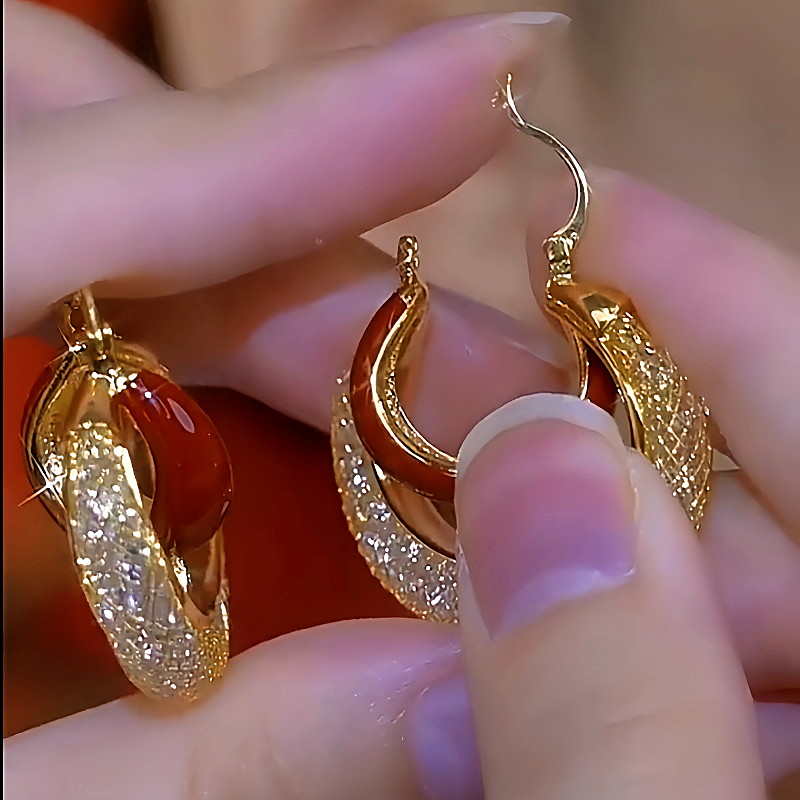 14K Gold-Plated Mesh Crystal Earrings