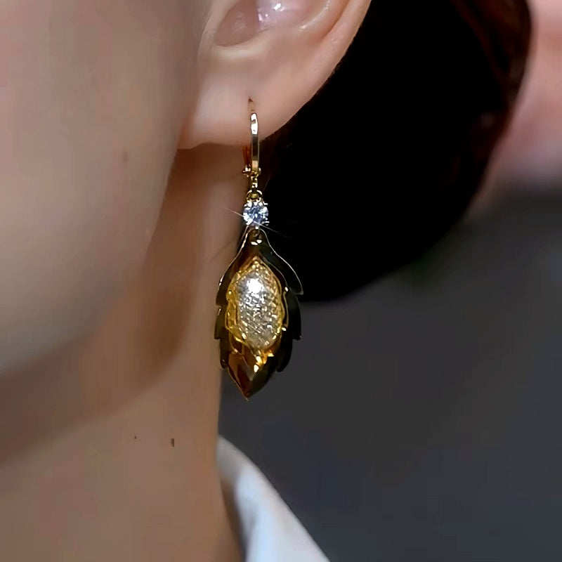 14K Gold-Plated Mesh Leaf Earrings