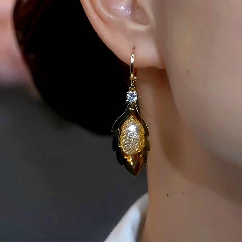 14K Gold-Plated Mesh Leaf Earrings