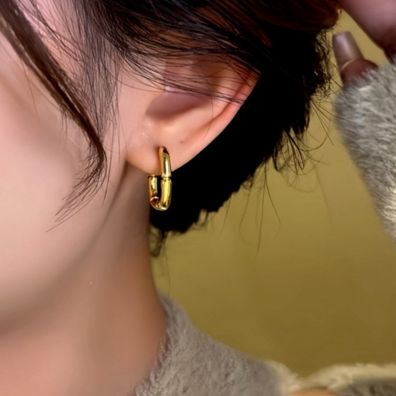 14K Gold-Plated Metal Bamboo Earrings