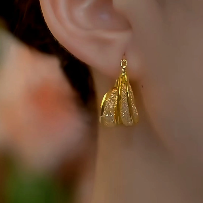 14K Gold-Plated Metal Mesh Crystal Interlocking Earrings