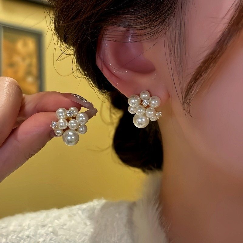 14K Gold-Plated Micro-Diamond Beaded Flower Bud Earrings