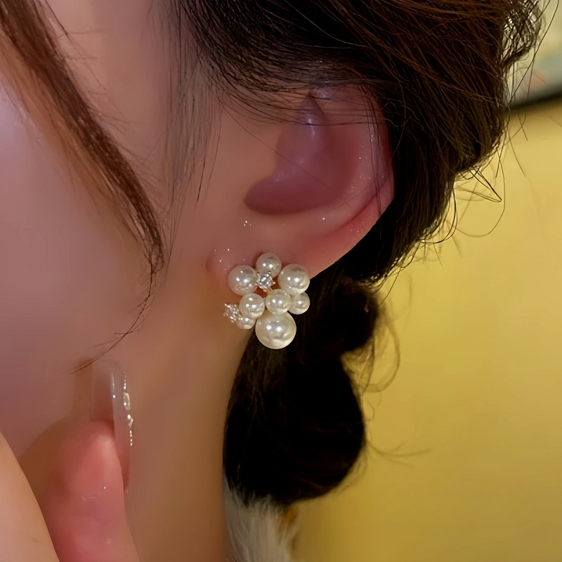14K Gold-Plated Micro-Diamond Beaded Flower Bud Earrings