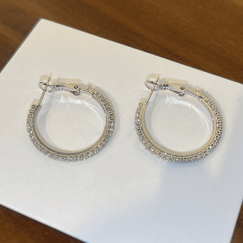 14K Gold-Plated Micro-Inlaid Zircon Hoop Earrings