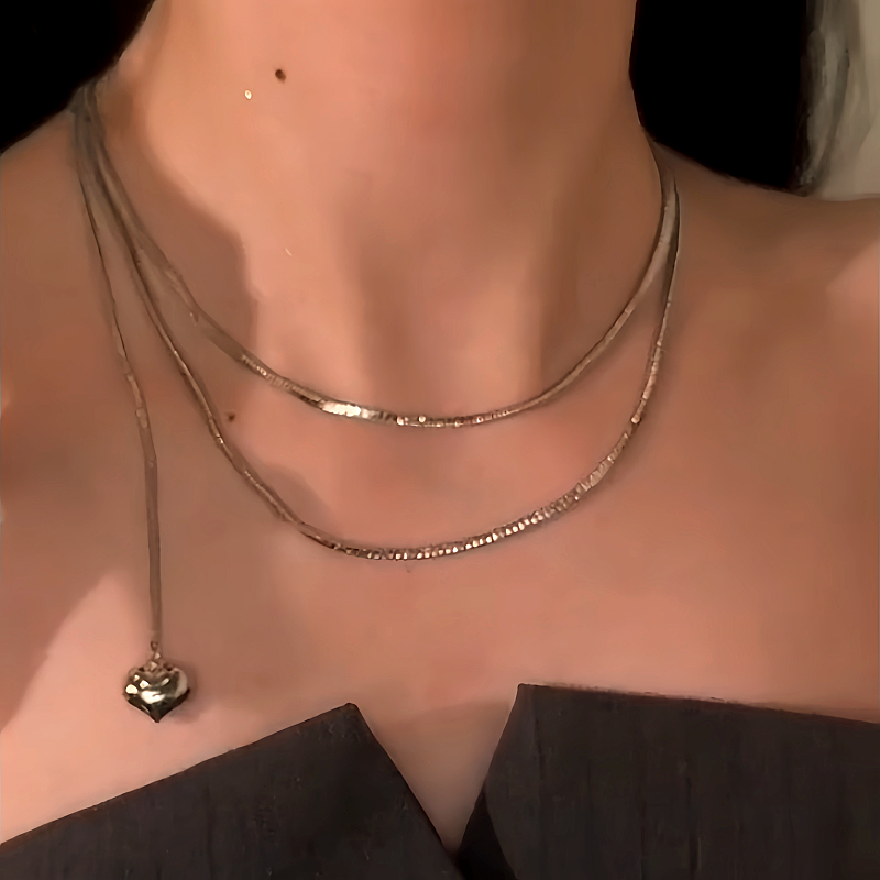 14K Gold-Plated Multi-Layered Heart Necklace