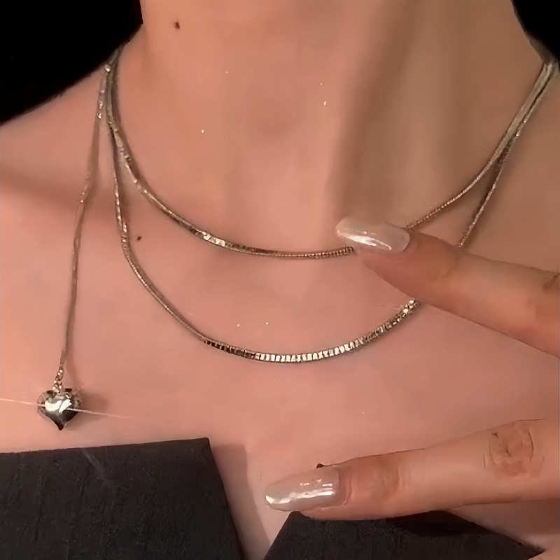 14K Gold-Plated Multi-Layered Heart Necklace
