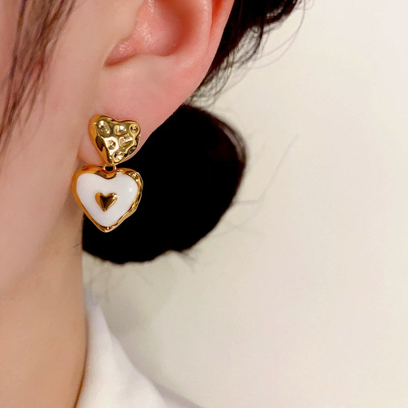14K Gold-Plated Oil Drop Heart Earrings