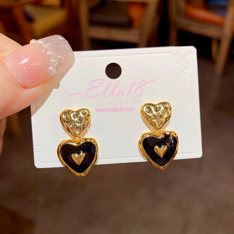 14K Gold-Plated Oil Drop Heart Earrings