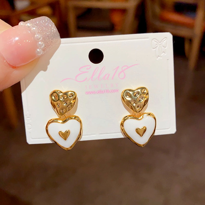 14K Gold-Plated Oil Drop Heart Earrings