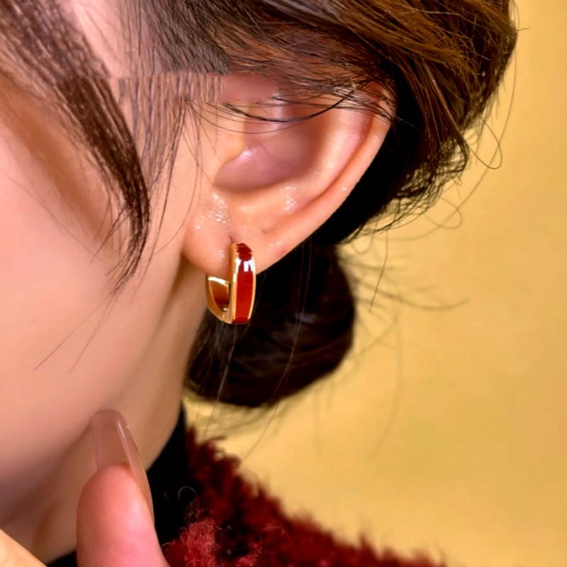 14K Gold-Plated Oil Drop Sqaure Earrings