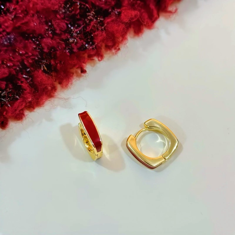 14K Gold-Plated Oil Drop Sqaure Earrings